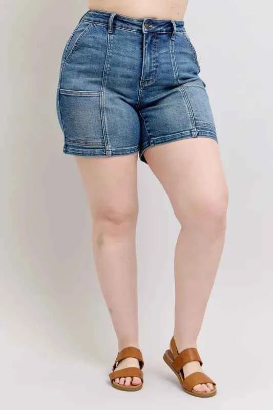 Judy Blue Full Size High Rise Denim Shorts Plus Size 1249b2ca-d81d-4764-92ef-b50d238cf716-Max
