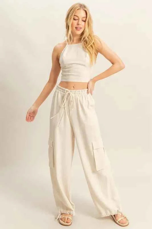 HYFVE Crop Top and Cargo Pants Set OATMEAL 124a1b8eb6a84d129e4e757d43356557-Max-Origin