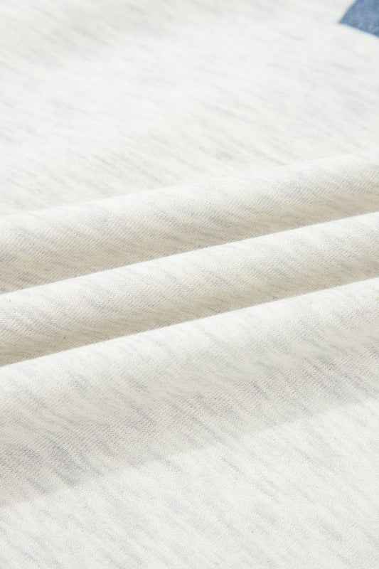 Denim Patchwork Polo Collar Long Sleeve Top 124a70ff-efef-4008-924d-71c401feac75