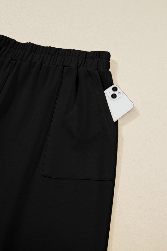 Plus Size Solid Asymmetrical Hem Capris Pants 1256cb74-4b8b-428a-94f3-81474d9c011a