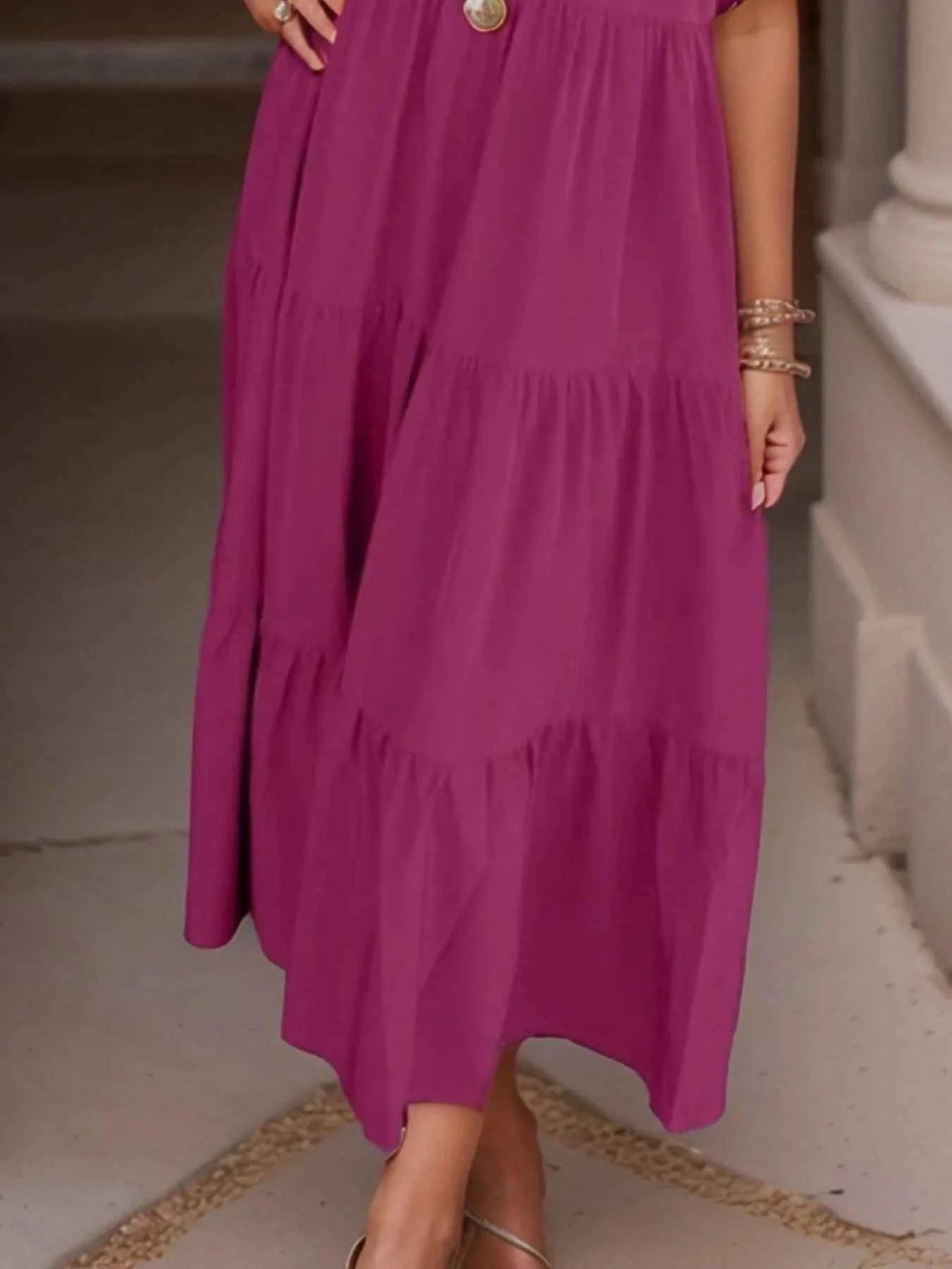 Short Sleeve Tiered Midi Shirt Dress 125b8185-79fd-4d25-9a49-680c03e2f7d1-Max-Origin