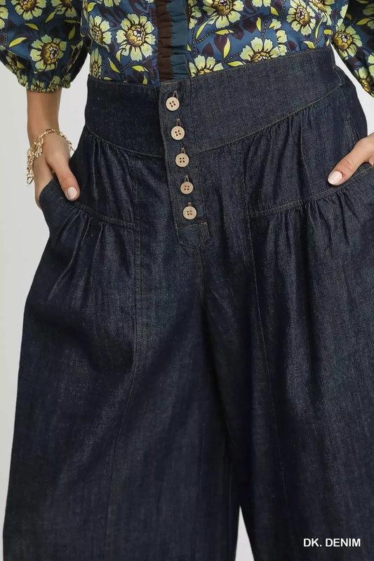 Stone Washed Wide-Leg Button-Front Culottes 12613477-41c7-4a0e-aabf-a9de1154686f-Max-Origin