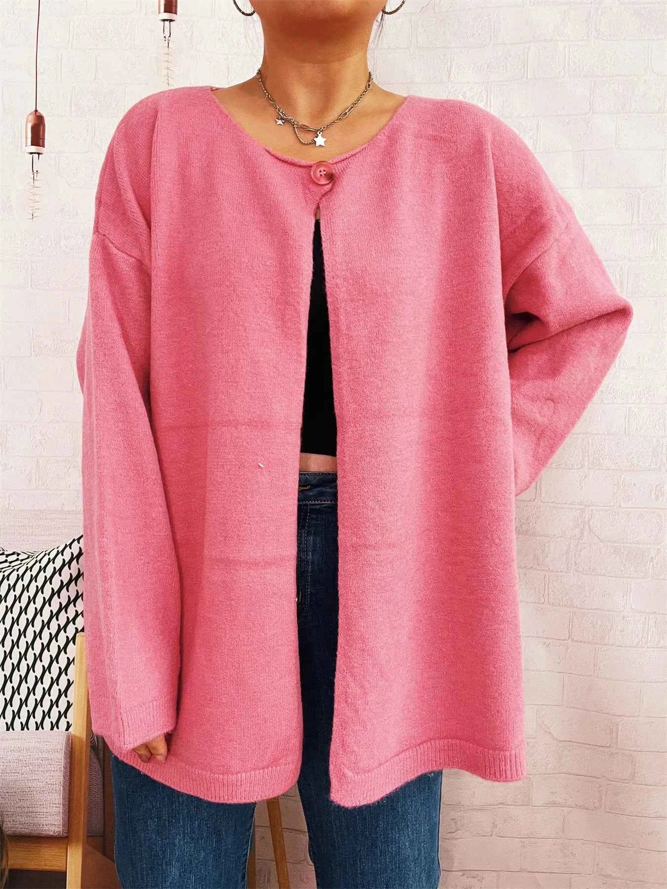 One Button Front Drop Shoulder Cardigan 1264fa2882b24c83b7b780b9576ed890-Max-Origin