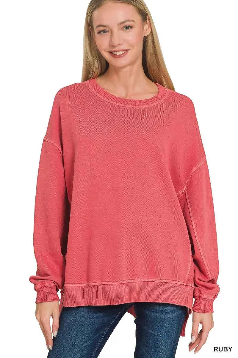 Zenana Full Size French Terry Pigment Dye & Enzyme Washing Pullover Plus Size RUBY 127da0b1fe094a03a8cad59dedbf4b4f-Max-Origin