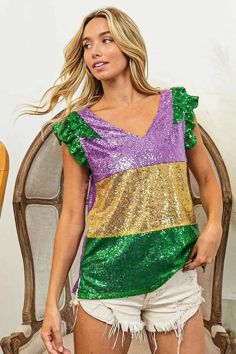 BiBi Mardi Gras Sequin Color Block Ruffled Top 1288e502ad1a4ac98bd7887434cc9af4-Max-Origin