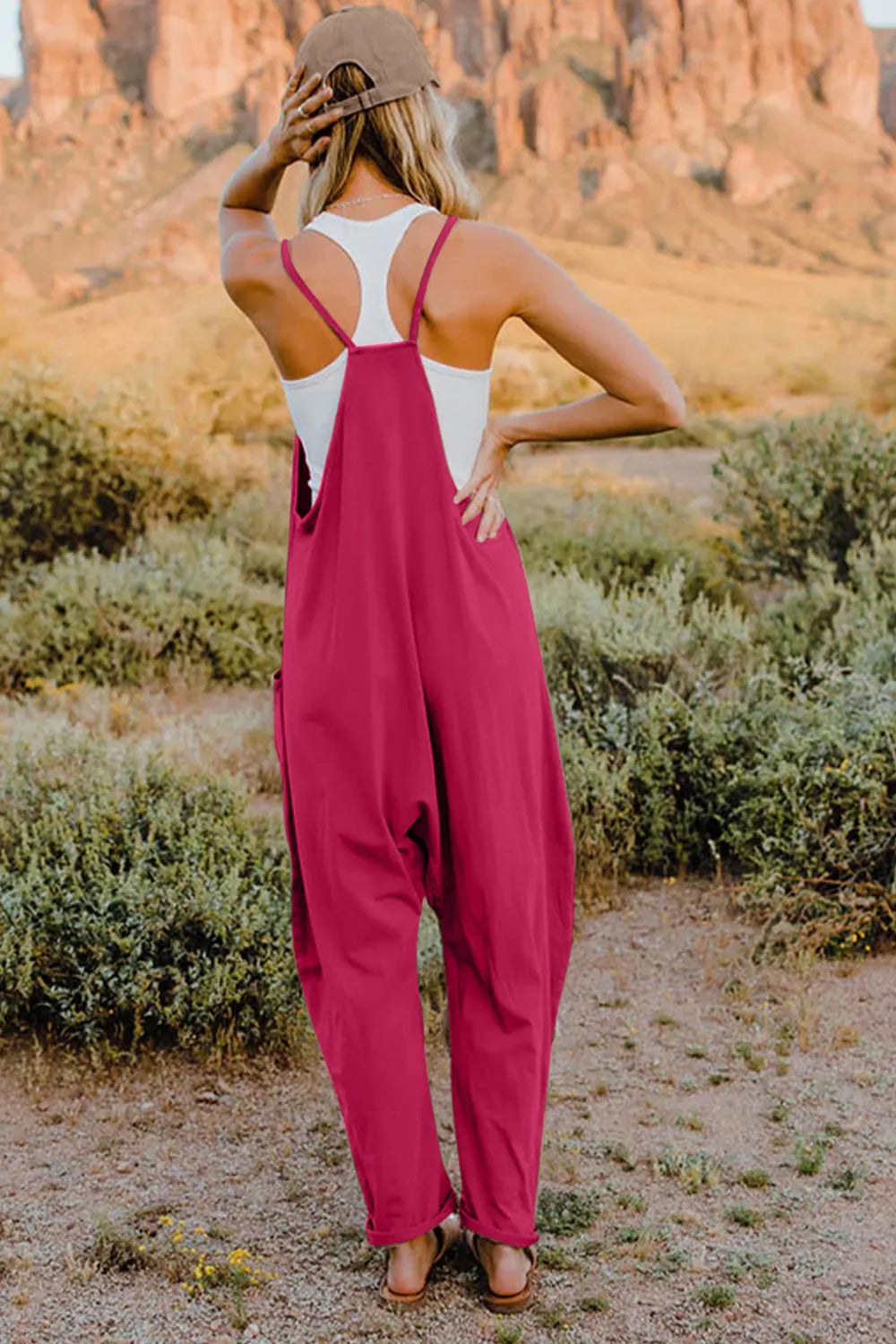Double Take Full Size V-Neck Sleeveless Jumpsuit with Pockets 128a98bf-32ff-4c30-b33e-8bd28658b507-Max