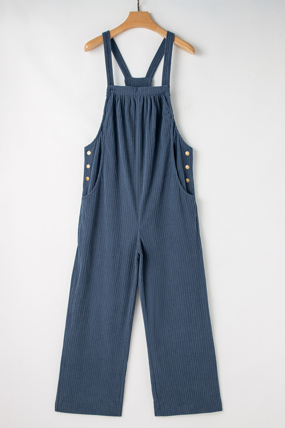 Jungle Green Plain Pocketed Loose Fit Corduroy Overalls 128e65107b75c508