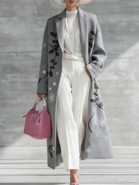 Women's Loose-fitting Long Gradient Coat With Lapel Gray 12a8ae69-b209-4cad-b134-9303de01467f