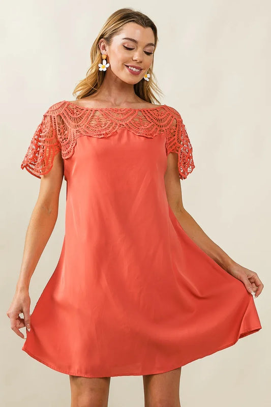 Crochet Lace Yoke Detailed Wrinkled Dress APRICOT 12ad1f70c2b14430bccf504edf22d258-Max-Origin