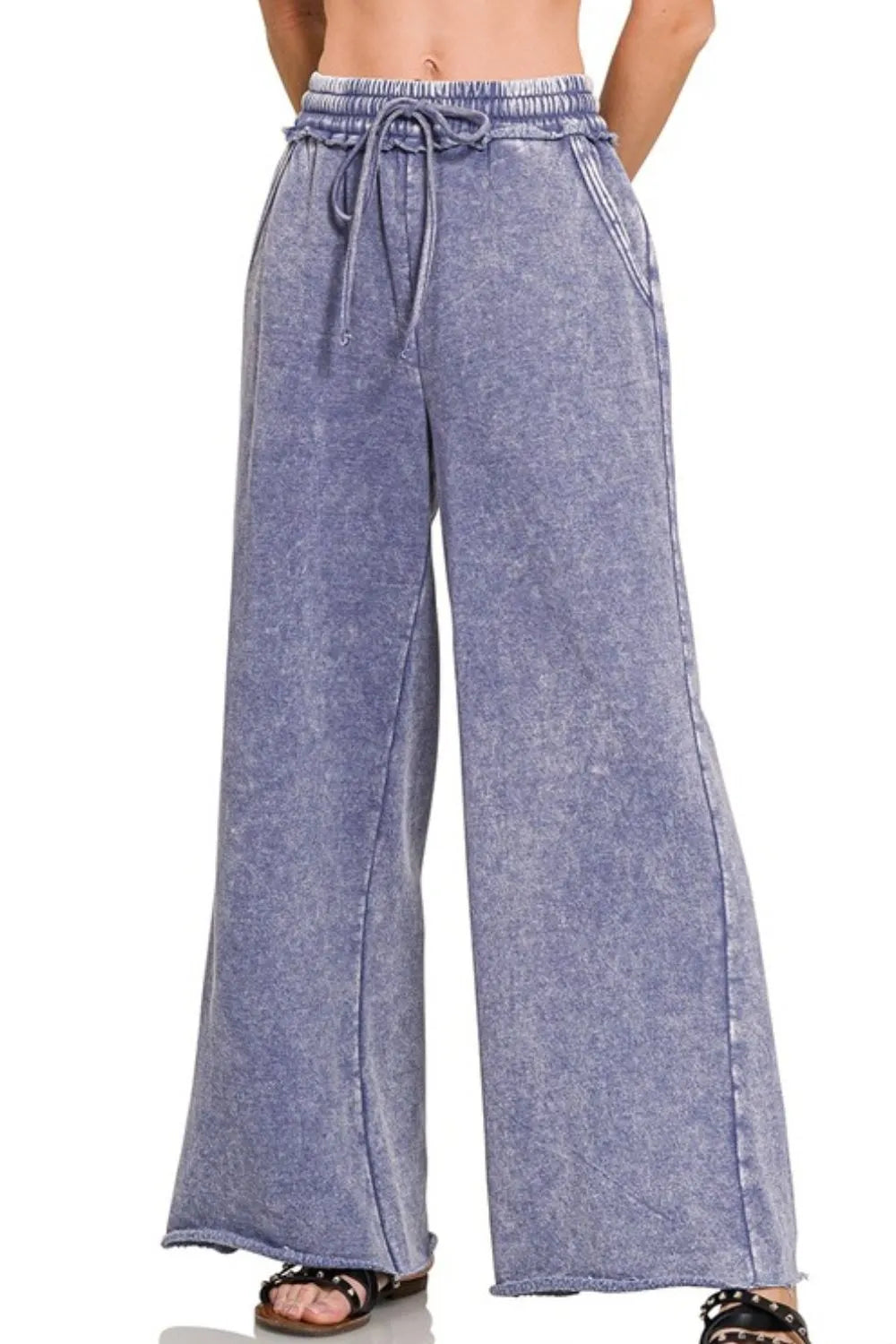 Zenana Acid Wash Fleece Palazzo Sweatpants with Pockets MARLIN 12b06133-51a0-477f-9d55-49a6d0a6d932-Max-Origin