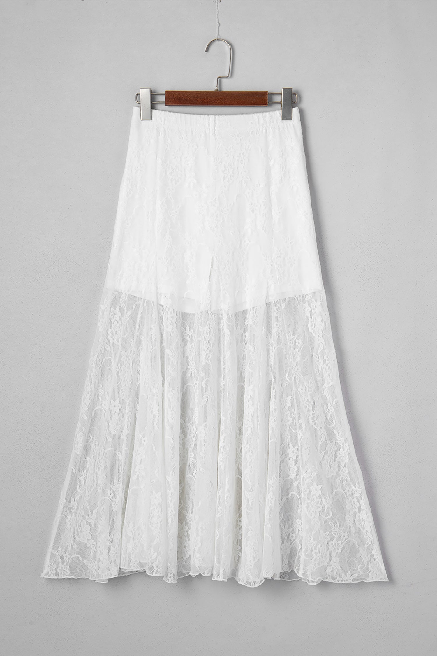 White Sheer Floral Lace Flowy Maxi Skirt 12bd1a3d4b2f7602