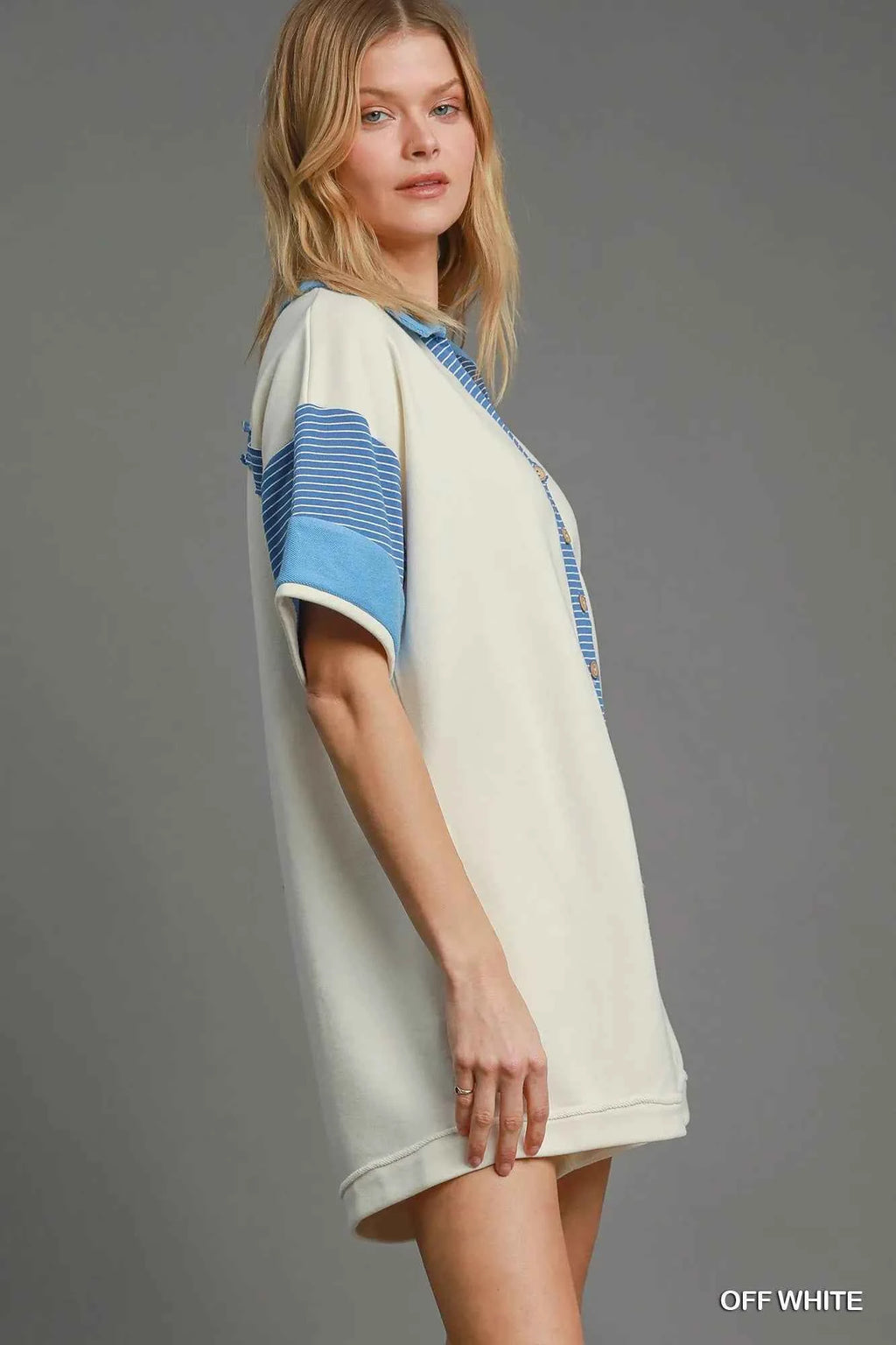 Umgee French Terry Collared Colorblock Romper 12c36087-effd-470e-a52b-7d7e62da6d30-Max-Origin