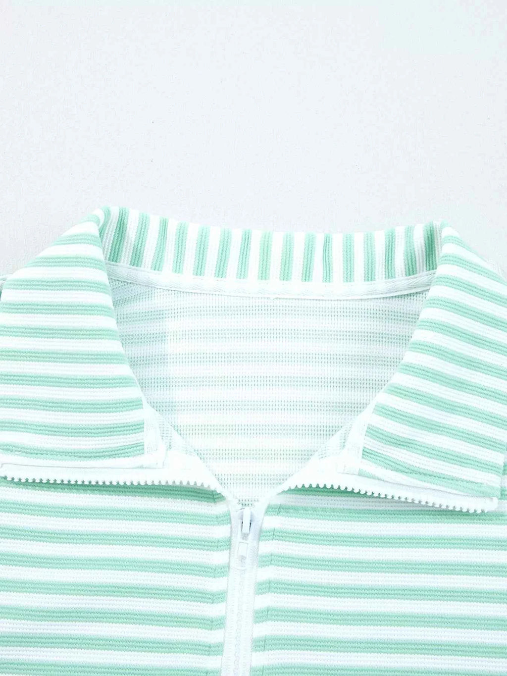Stripe Quarter Zip Collar Long Sleeve Top 12c5b8428f3f472eac8d8c75544d66f4-Max-Origin