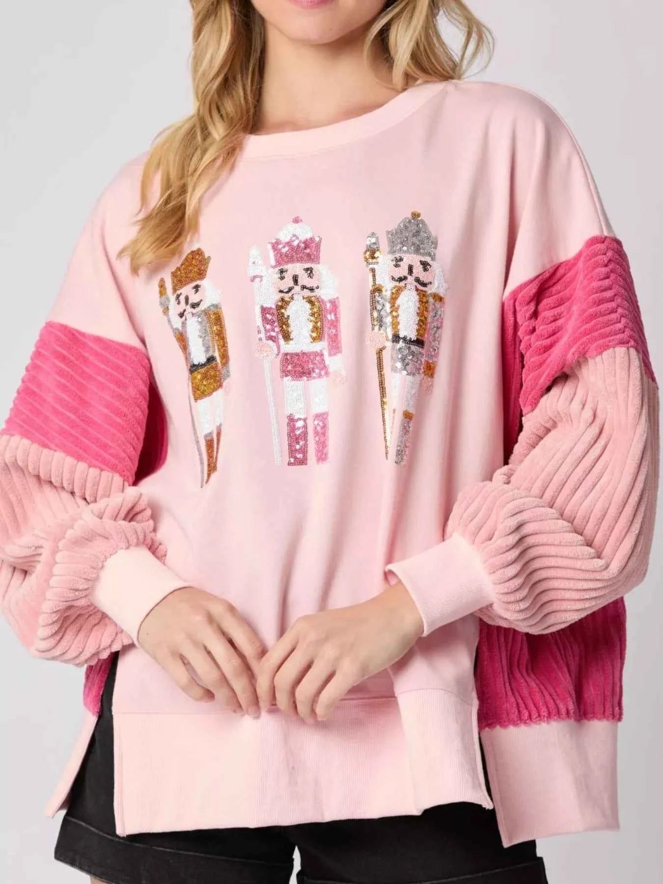 Nutcracker Long Sleeve Sweatshirt with Side Slit 12d0bf3e-88eb-44c2-bcbf-8c6e8724db1f-Max-Origin