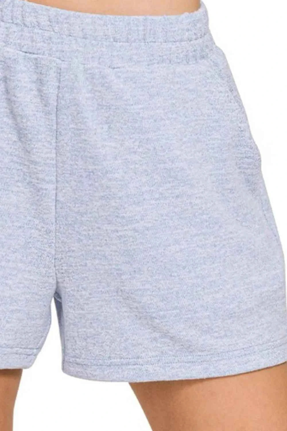 Zenana Soft Melange Hacci Elastic Waist Band Shorts 12e30110-90a3-4807-af6b-3237461773d3-Max-Origin