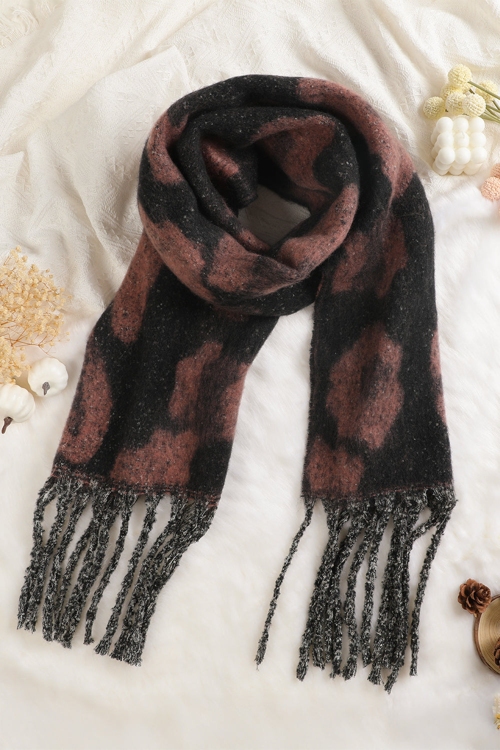 Desert Rose Leopard Print Fringe Scarf 12e9230b996a407a