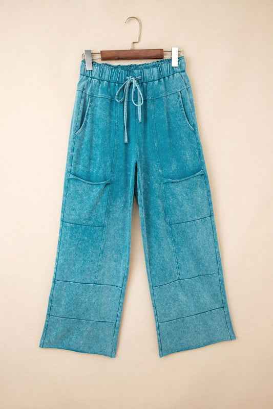 Mineral Wash High Waist Raw Hem Pants 12f483ec-6d16-466b-b981-5e67dd208ee4