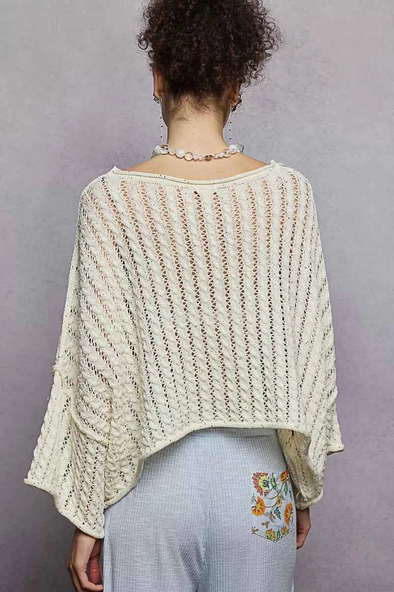 POL Cable-Knit Openwork Round Neck Cropped Sweater 12f8d5b8-48ca-4ea1-b35d-cbce3453a6d5-Max-Origin