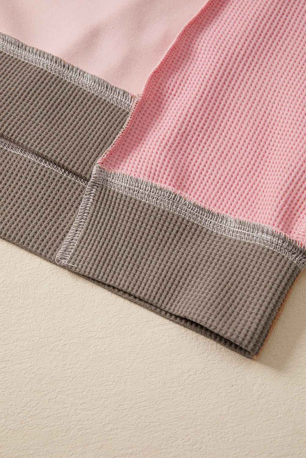 Smoke Green Colorblock Waffle Patchwork Oversize Sweatshirt 1303b08a7589b61d