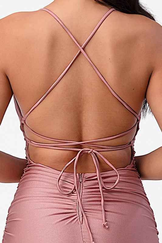 Back lace up mermaid dress with waist shirring 13134176_dcdfa5f3-2a72-4120-913c-4743081d9a1b
