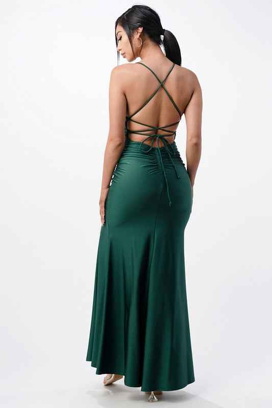 Back lace up mermaid dress with waist shirring 13134176_f7fa7c8a-f2de-4886-9cd3-30b9d26db153