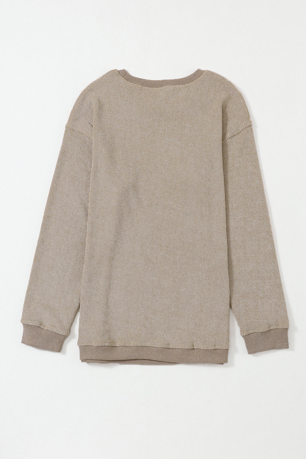 Green Ribbed Round Neck Drop Sleeve Pullover Sweatshirt 13169fe5d072f8d0