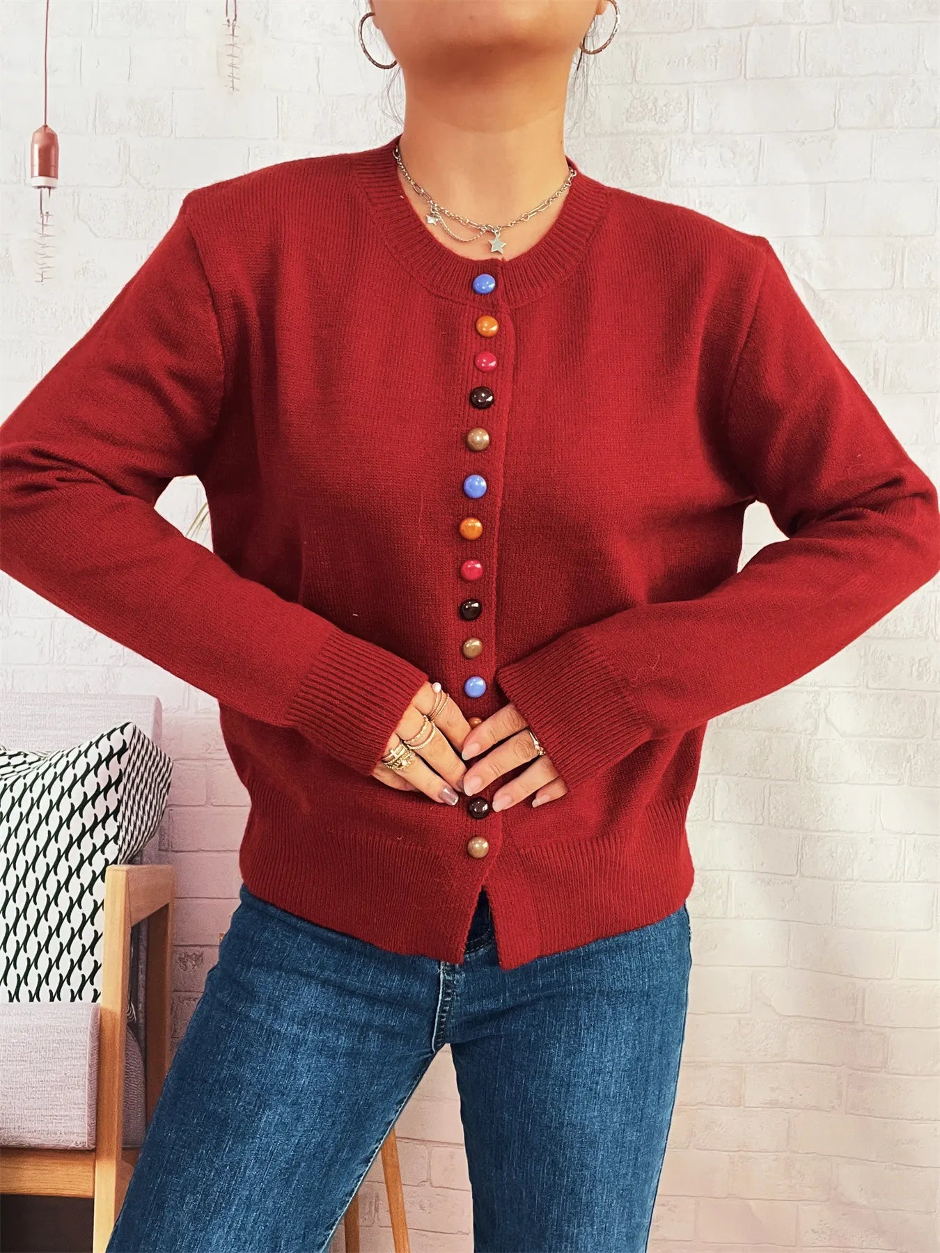 Button Up Long Sleeve Cardigan 131b4e3885a7435586762b0445c87020-Max-Origin