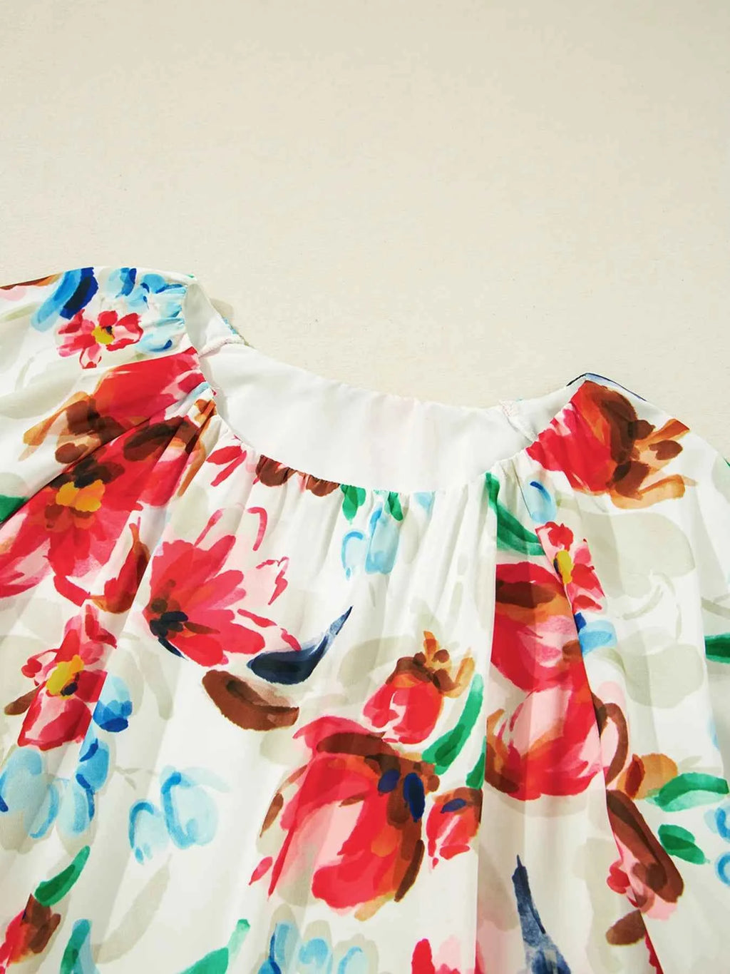 Floral Print Puffy Half Sleeve Blouse 13222d3aec3045c5b4f9ee38b2f543f0-Max-Origin