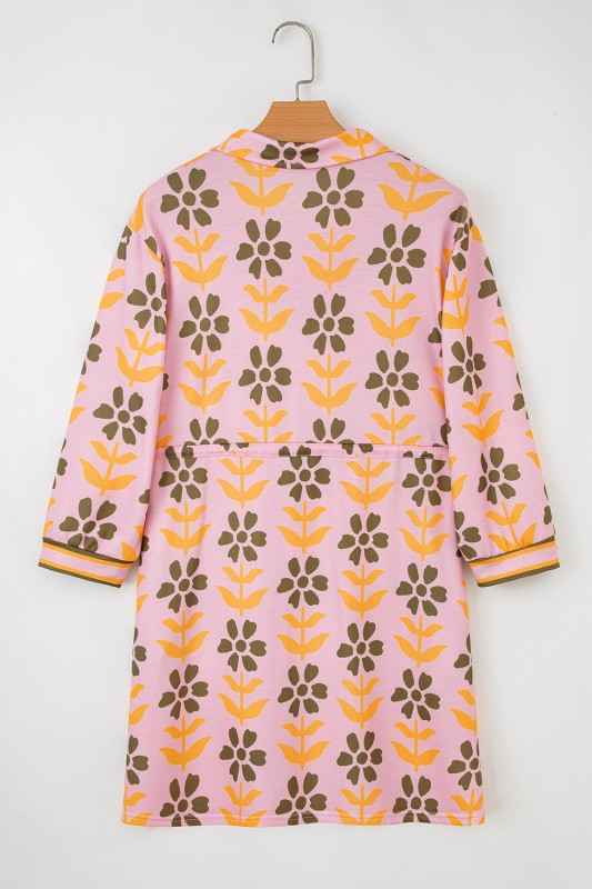 Floral Stripe Patchwork Long Sleeve Mini Dress 132782f5-edfd-4fa9-869f-f08d0386cacf