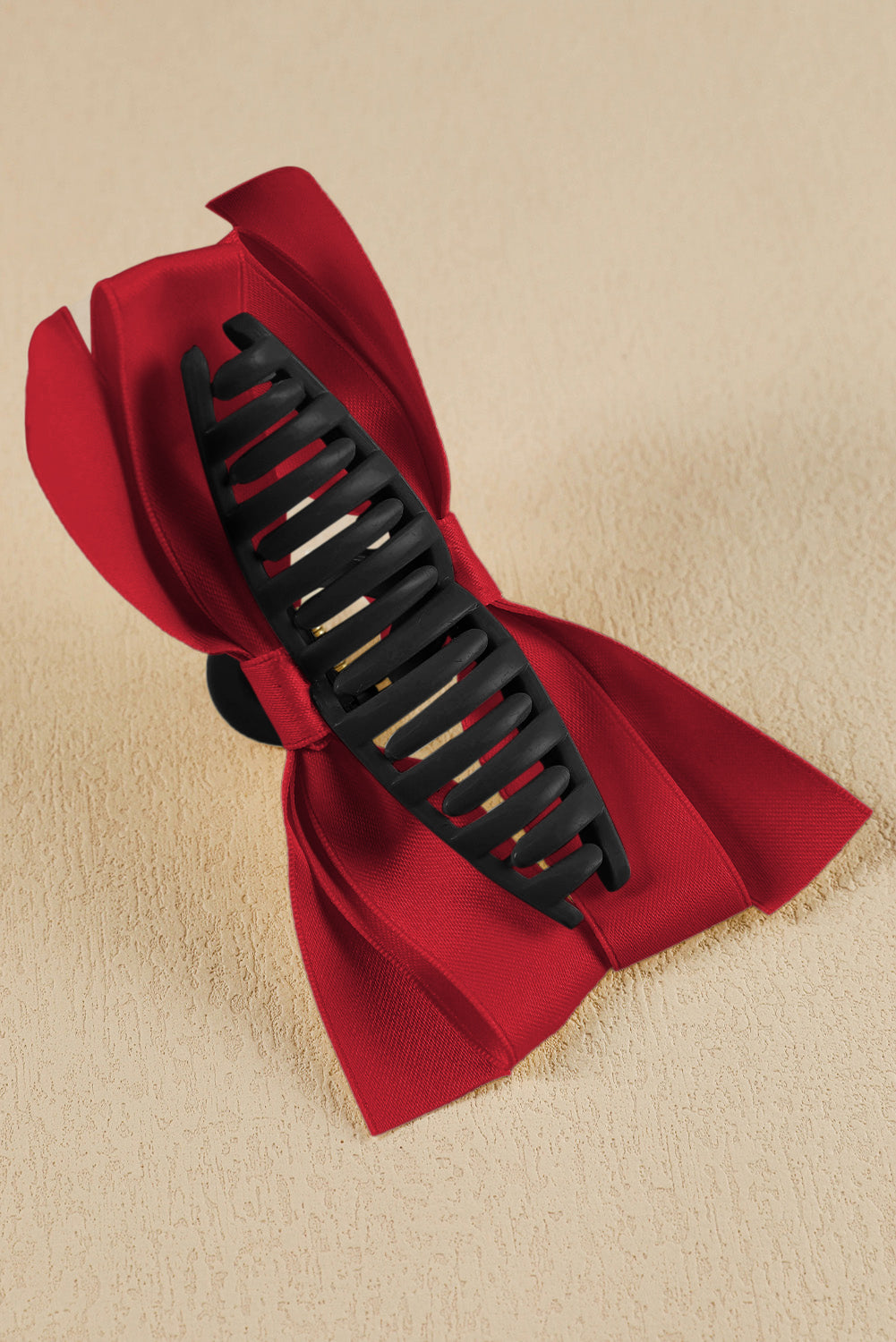 Light French Beige Solid Color Ribbon Bow Decor Hair Clip 132b8cfc2feb262b