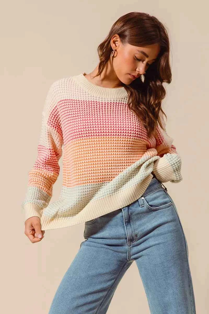 SO ME Multi Color Block Long Sleeve Sweater 13388271959e4870b17551e8d9b4084c-Max-Origin