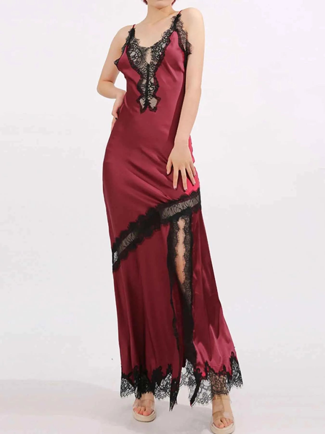 Slit Lace Detail Maxi Cami Dress Burgundy 13452d11-65f4-45f3-94f2-b78b1bd19b25-Max-Origin