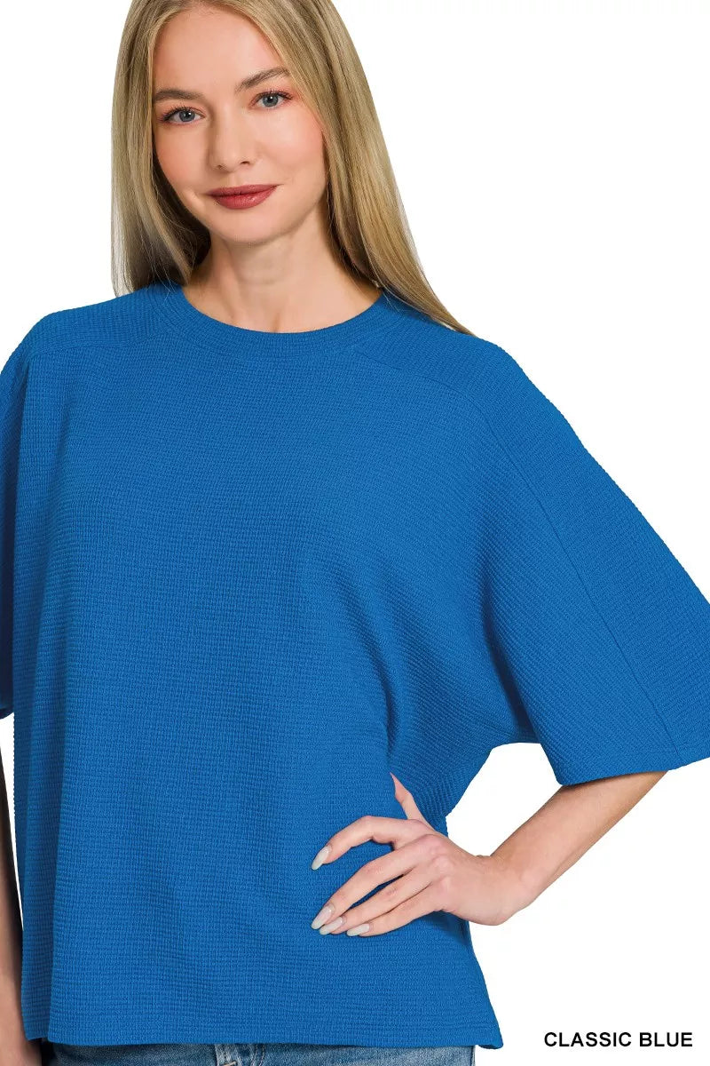 Zenana Double Knit Short Sleeve Top 134613c9e9a04190a84aad5ed709aea1-Max-Origin
