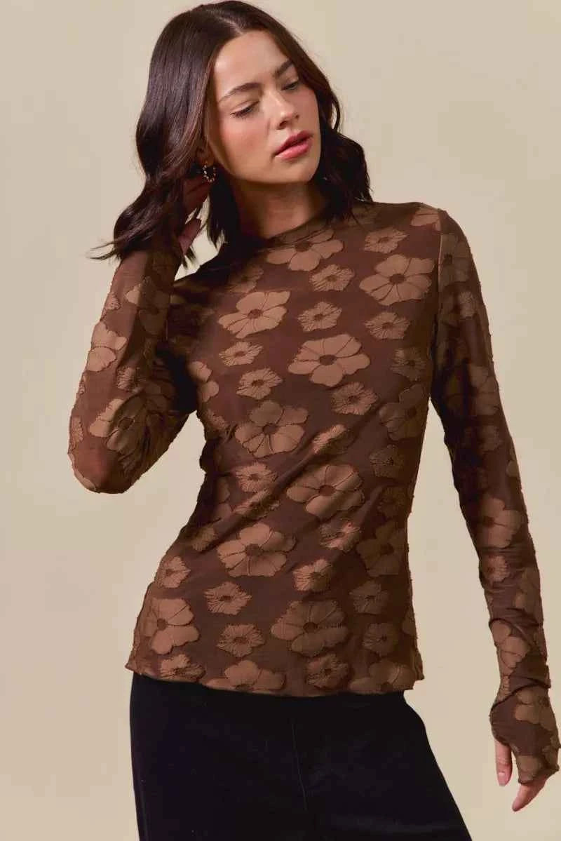 SO ME Stretched Jacquard Casual Tops with Thumb Opening 134a0de520bc48828a4753a0824c835c-Max-Origin