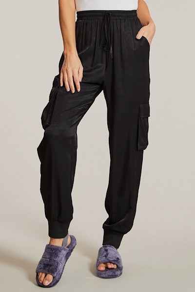 Textured satin cargo pants Black 13569992_63aa7568-85c7-4087-8b3a-cdd7c06a2596