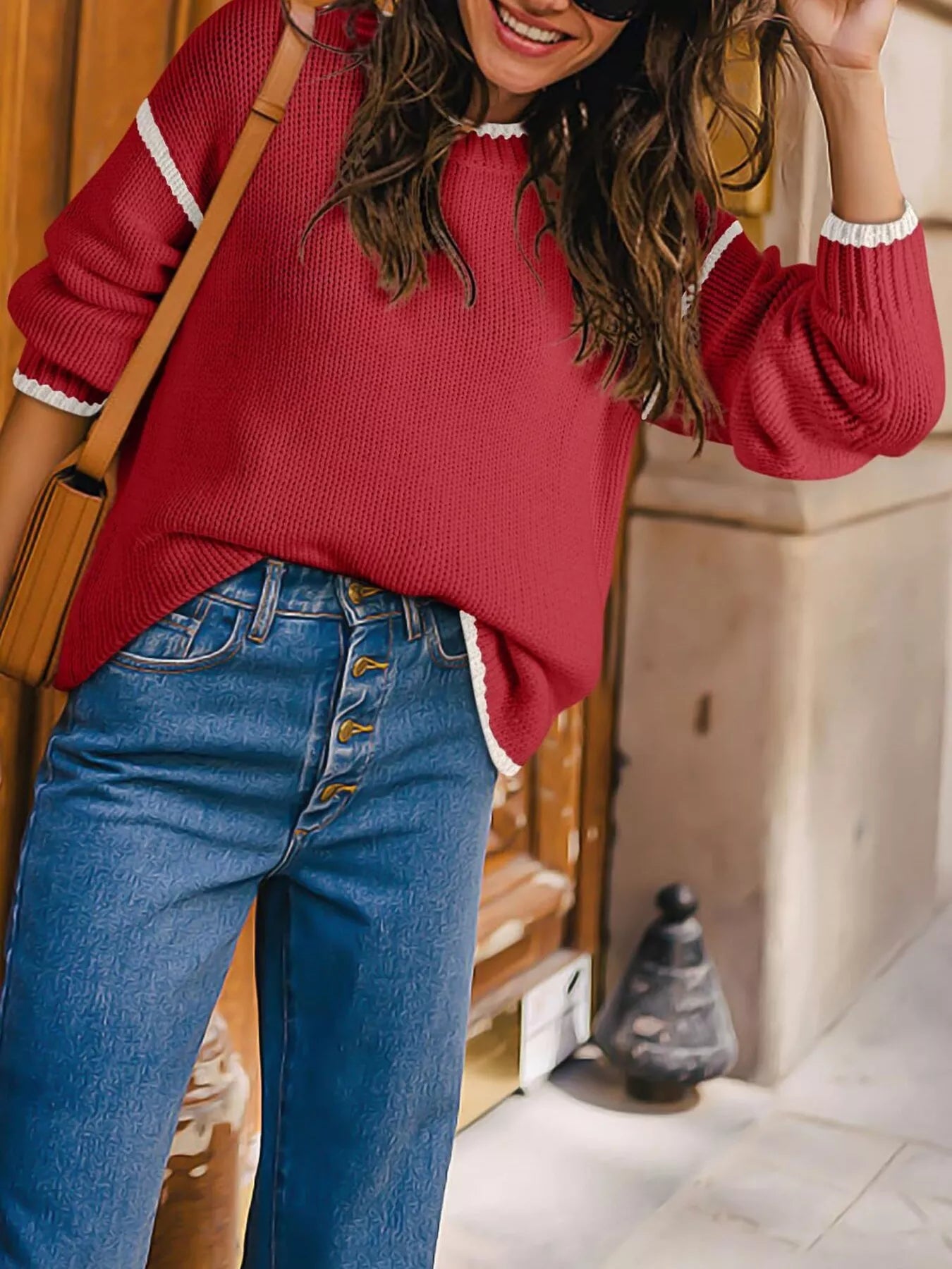 Contrast Trim Long Sleeve Sweater 135a1314bcd84a64b4566a5f98b0c5fb-Max-Origin