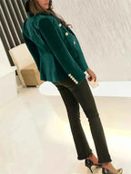 One Button Closure Slim Blazer with Pockets 135dbc6fa79d487f811c9da24e91c2e0-Max-Origin