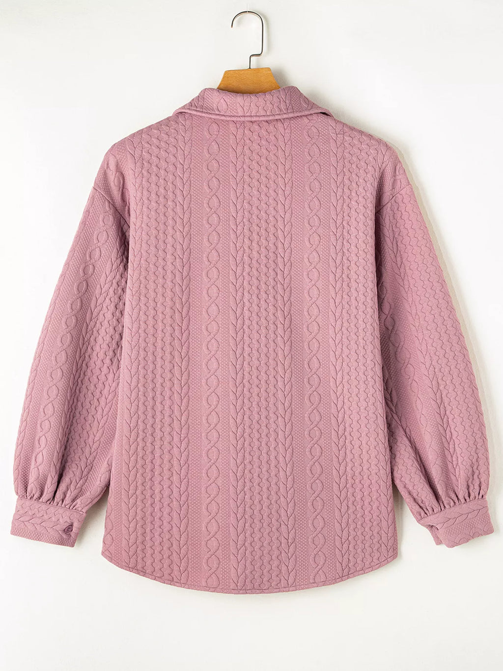 Cable Texture Puff Sleeve Loose Shacket 136460152ca448f089a800ae8f1baad4-Max-Origin