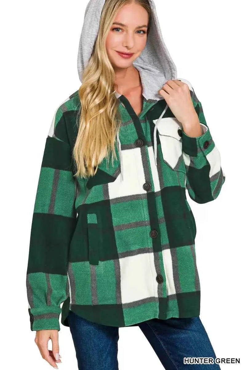 Zenana Plaid Drawstring Hooded Fleece Shacket 136b1cae71564c53bad4cf705f5d4c1d-Max-Origin