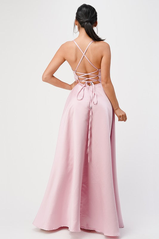 open side back spaghetti zig zag tie satin gown 13703734_269395e5-55f7-4fda-819d-b702f1b4ab79
