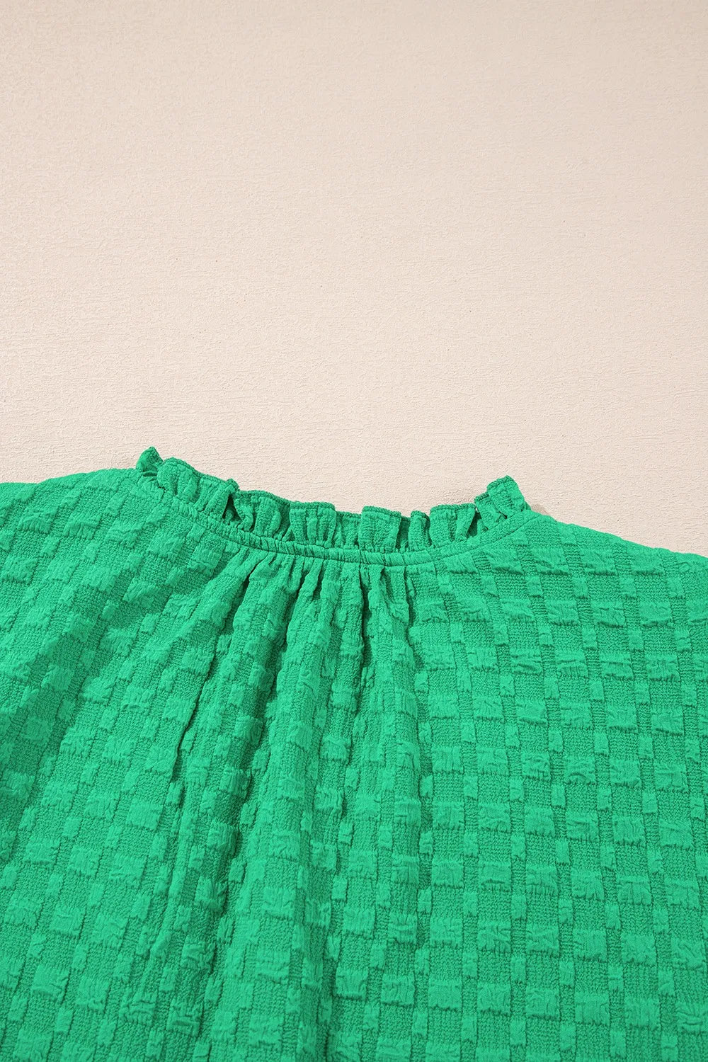 Textured Puff Short Sleeve Notched Top 1370a64d-9c7d-415e-aa6a-70c0efd149da-Max-Origin