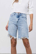 High Rise Frayed Hem Bermuda Denim Shorts MEDIUM 13756925_3063f313-bf8d-402d-9418-123a7950f7ff