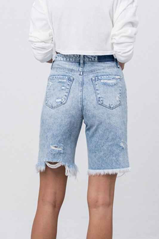 High Rise Frayed Hem Bermuda Denim Shorts 13756925_814ae677-3b7c-466c-8b1a-ca8f444ac385