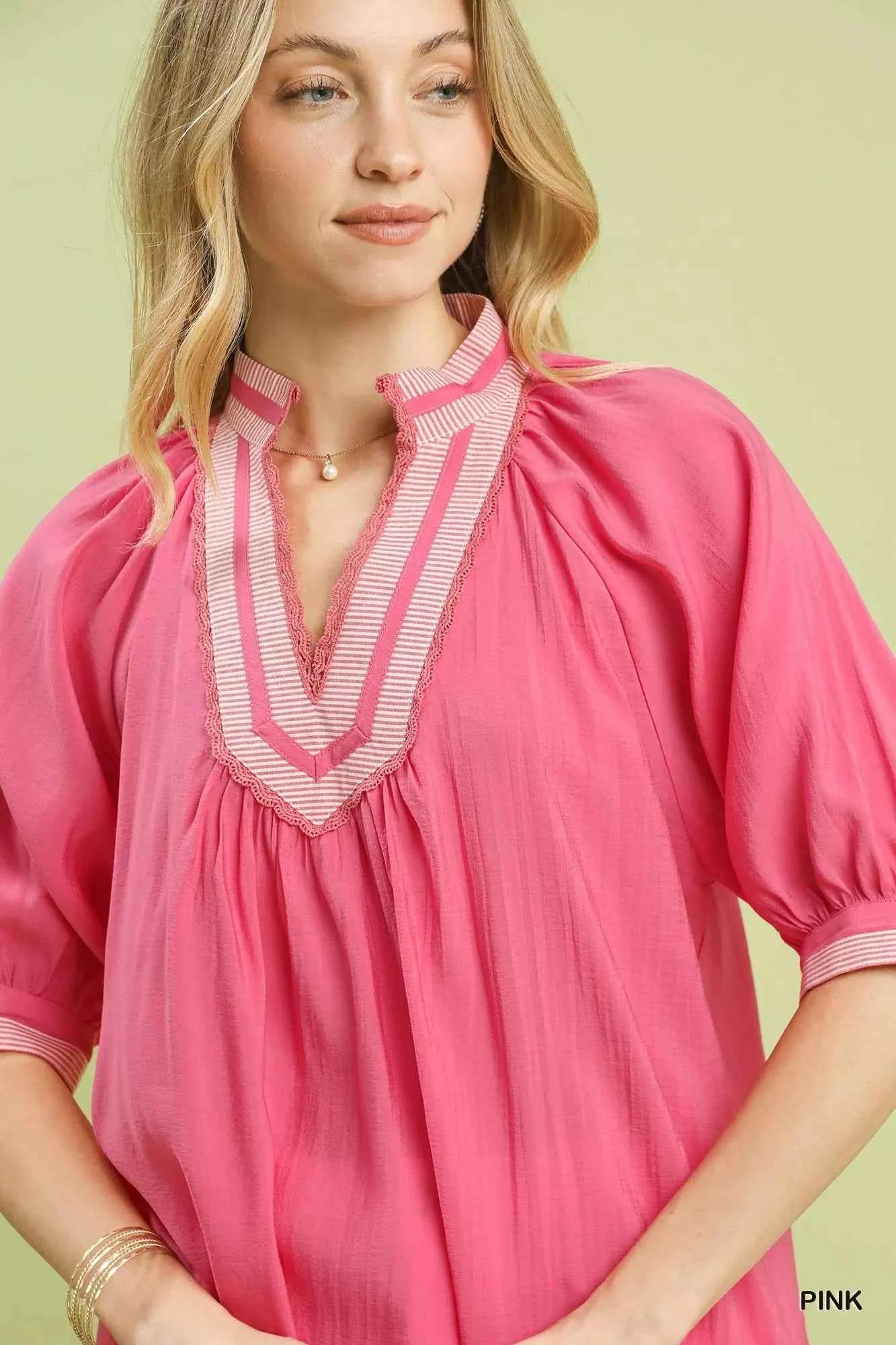 Umgee Solid Contrast Trim Pleated Top 13761436-4f25-4771-a0cd-102d8bdf3531-Max-Origin