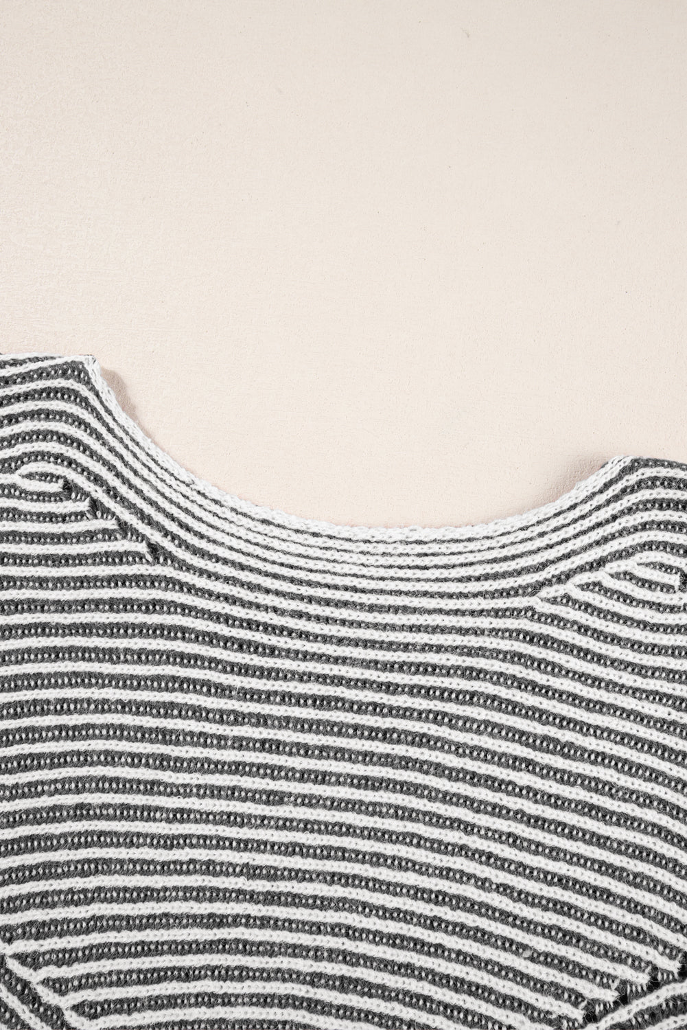 Black Striped Print Ribbed Knit Raglan Sleeve Baggy Sweater 137a75d071e160f4