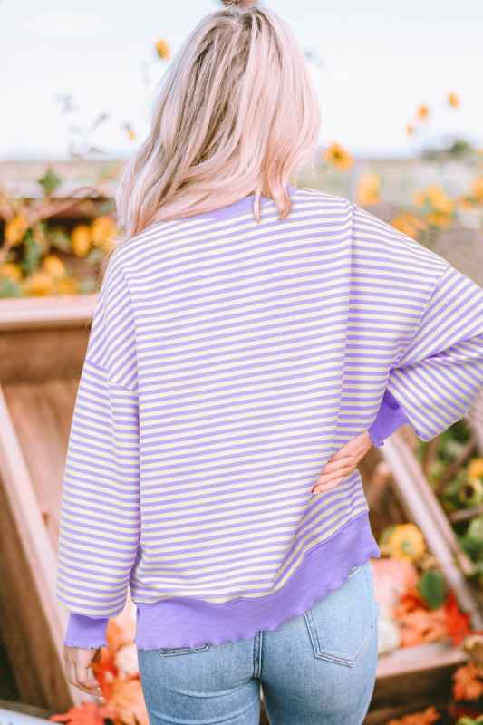 Stripe Drop Shoulder Long Sleeve Top 137c8f53-867e-4ad1-850a-742eb874c375
