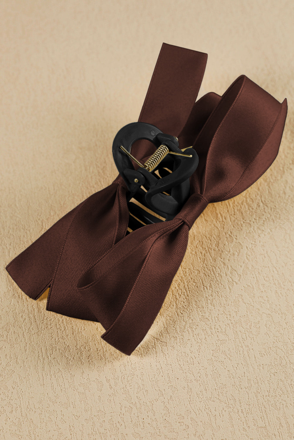 Light French Beige Solid Color Ribbon Bow Decor Hair Clip 13828de39ee7d59d