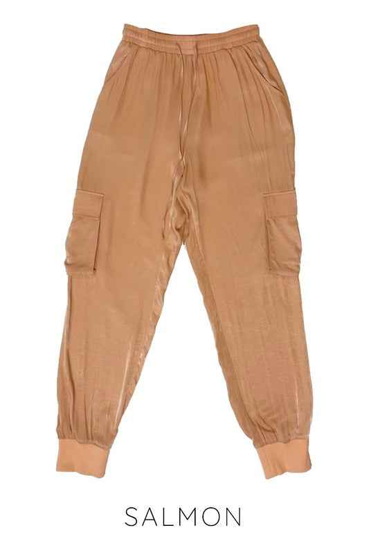 Textured satin cargo pants 13833907_e8398db5-d7af-4471-b277-1a76faae6d1a