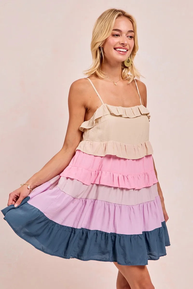 BiBi Color Blocked Tiered Dress 13899be660934760b5c47d092e4a4c95-Max-Origin