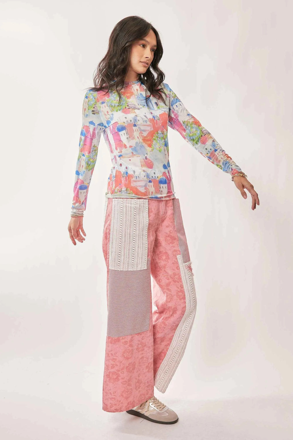 Davi & Dani Multi Printed Mesh Round Neck Long Sleeve Top 138eb6d8c6da4310ac013326f8ee6db5-Max-Origin